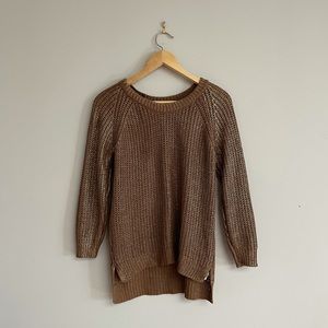 ZARA Gold Brown Metallic Knit Sweater